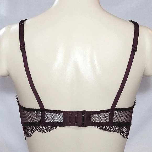 SMALL Gilligan & OMalley Semi Sheer Lace Underwire Bralette Boysenberry NWT - Picture 3 of 4
